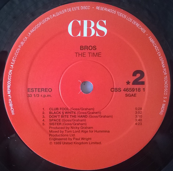 Bros - The Time | CBS (CBS 465918 1) - 4