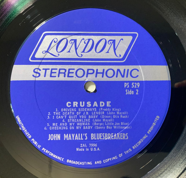 John Mayall & The Bluesbreakers - Crusade | London Records (PS 529) - 4