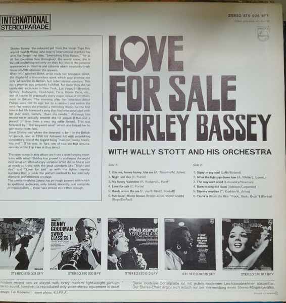 Shirley Bassey With Wally Stott & His Orchestra - Love For Sale | Philips (870 006 BFY) - 4