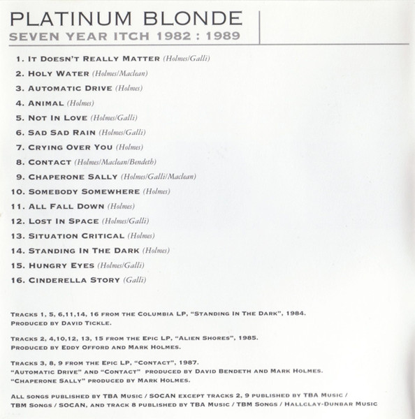Platinum Blonde - Seven Year Itch: 1982-1989 | Sony Music Direct (TVK 24054) - 3 Platinum Blonde - Seven Year Itch: 1982-1989 | Sony Music Direct (TVK 24054) - 3