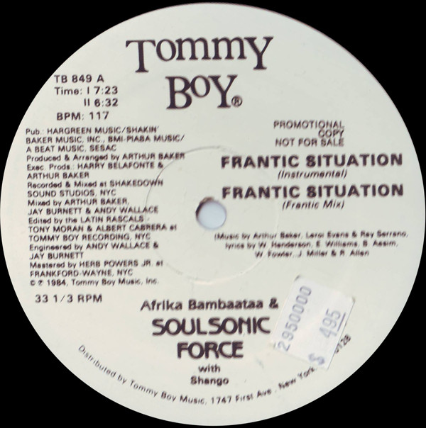 Afrika Bambaataa & Soulsonic Force With Shango - Frantic Situation | Tommy Boy (TB 849)