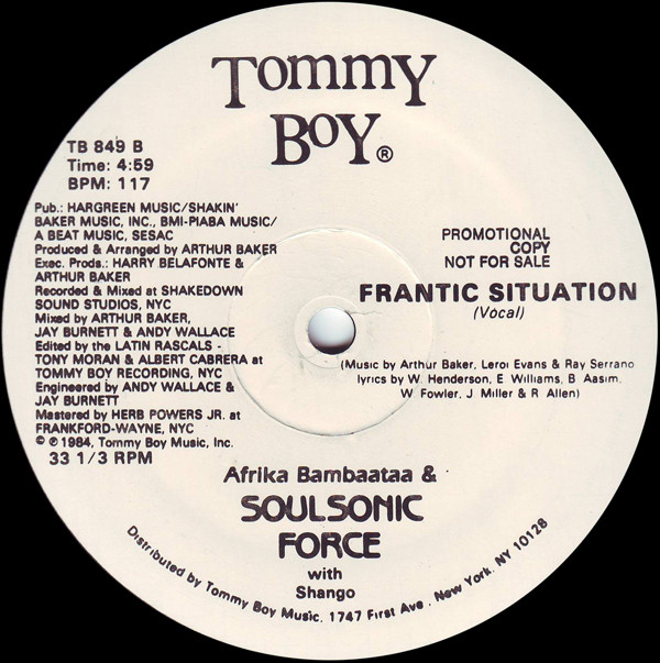 Afrika Bambaataa & Soulsonic Force With Shango - Frantic Situation | Tommy Boy (TB 849) - 2 Afrika Bambaataa & Soulsonic Force With Shango - Frantic Situation | Tommy Boy (TB 849) - 2