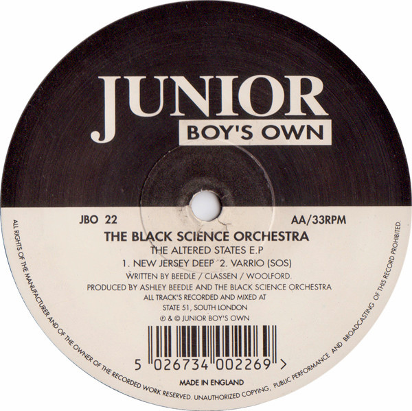The Black Science Orchestra - The Altered States E.P | Junior Boy's Own (JBO 22) - 2