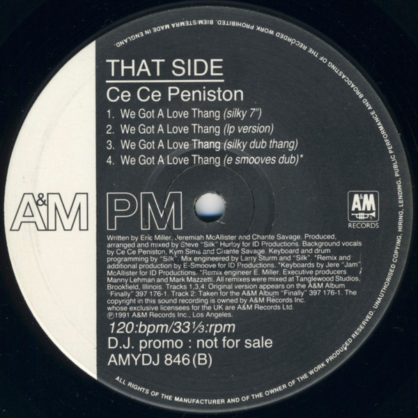 Ce Ce Peniston - We Got A Love Thang | A&M Records (AMYDJ 846) - 2