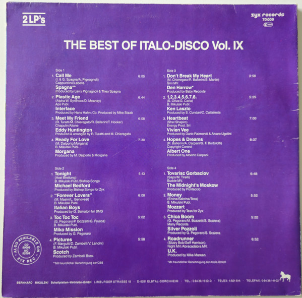 Various - The Best Of Italo-Disco Vol. 9 | ZYX Records (70 009) - 4