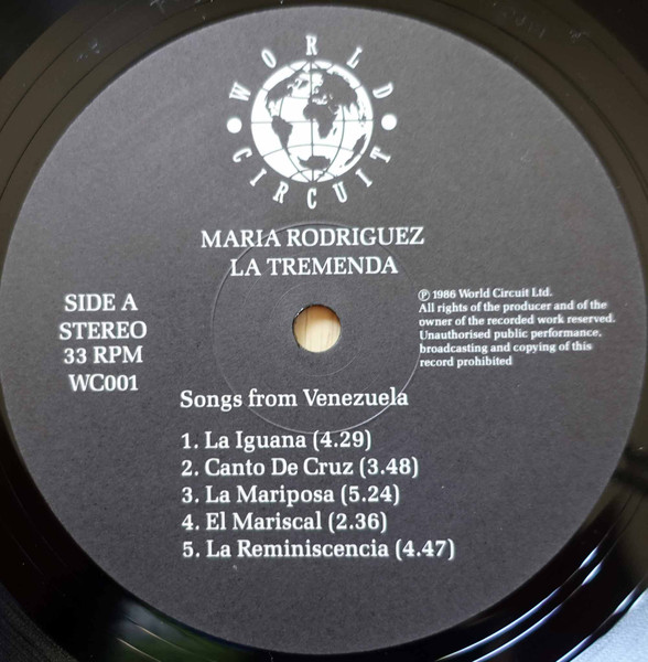 María Rodríguez - La Tremenda: Songs From Venezuela | World Circuit (WC 001) - 3
