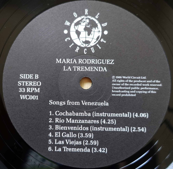 María Rodríguez - La Tremenda: Songs From Venezuela | World Circuit (WC 001) - 4