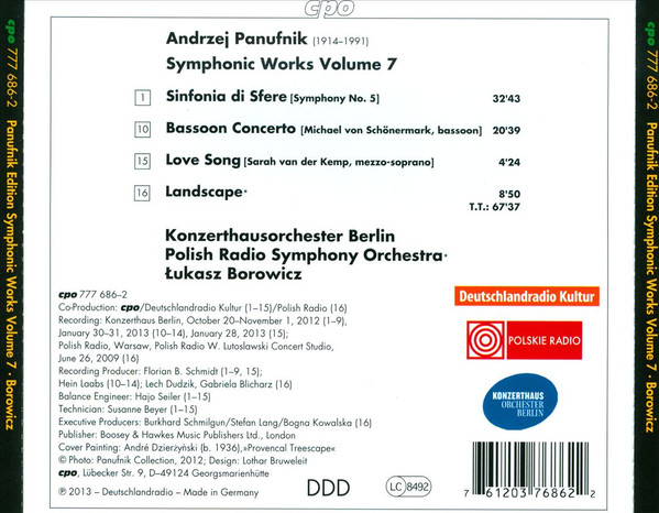 Andrzej Panufnik - Konzerthausorchester Berlin , Polish Radio Symphony Orchestra , Łukasz Borowicz - Sfere - Panufnik Edition Symphonic Works Vol. 7 | cpo (777 686-2)