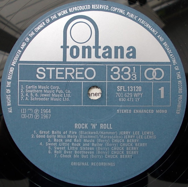 Fats Domino , Jerry Lee Lewis , Chuck Berry - Rock 'N' Roll | Fontana (SFL 13120) - 3 Fats Domino , Jerry Lee Lewis , Chuck Berry - Rock 'N' Roll | Fontana (SFL 13120) - 3