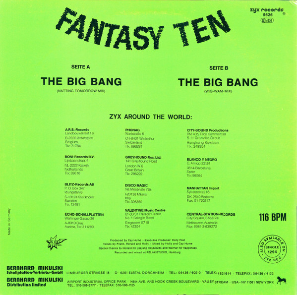Fantasy Ten - The Big Bang | ZYX Records (5626) - 2 Fantasy Ten - The Big Bang | ZYX Records (5626) - 2