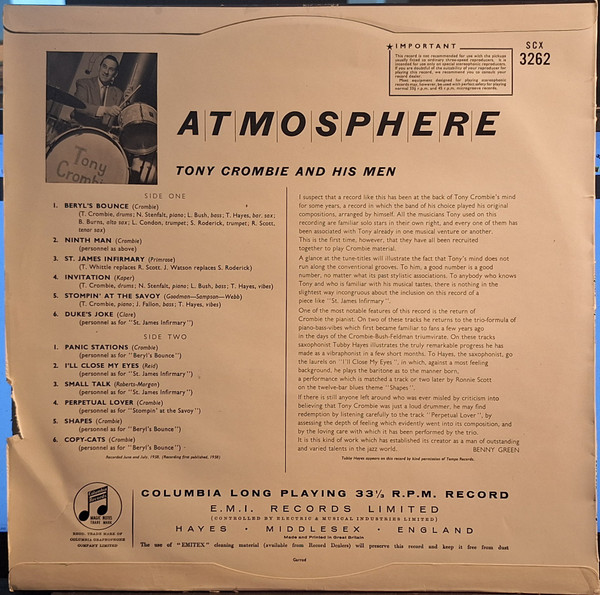 Tony Crombie And His Men - Atmosphere | Columbia Graphophone Company Ltd. (SCX3262) - 2