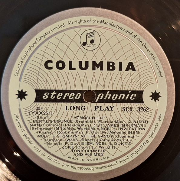 Tony Crombie And His Men - Atmosphere | Columbia Graphophone Company Ltd. (SCX3262) - 4