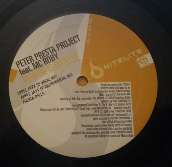 Peter Presta Project Featuring MC Roby Rob - Where Is Osama | Nitelite Records (NR54) - 2