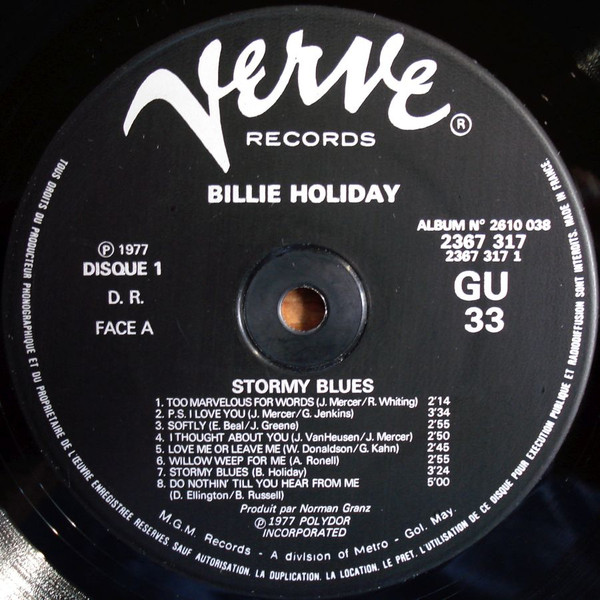 Billie Holiday - Stormy Blues | Verve Records (2610 038) - 3