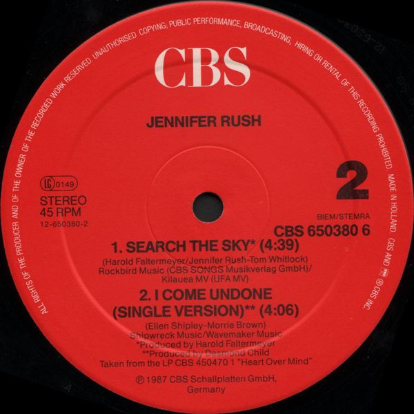 Jennifer Rush - I Come Undone | CBS (CBS 650380 6) - 4 Jennifer Rush - I Come Undone | CBS (CBS 650380 6) - 4