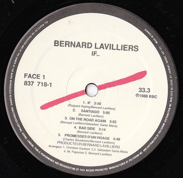 Bernard Lavilliers - If | Barclay (837 718-1)