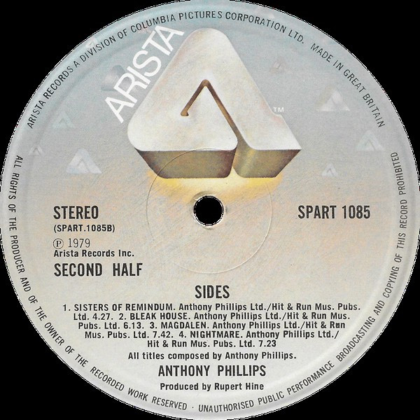Anthony Phillips - Sides / Private Parts & Pieces | Arista (SPART 1085) - 4