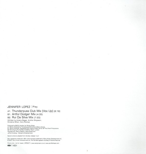 Jennifer Lopez - Play | Epic (XPR3471) - 2