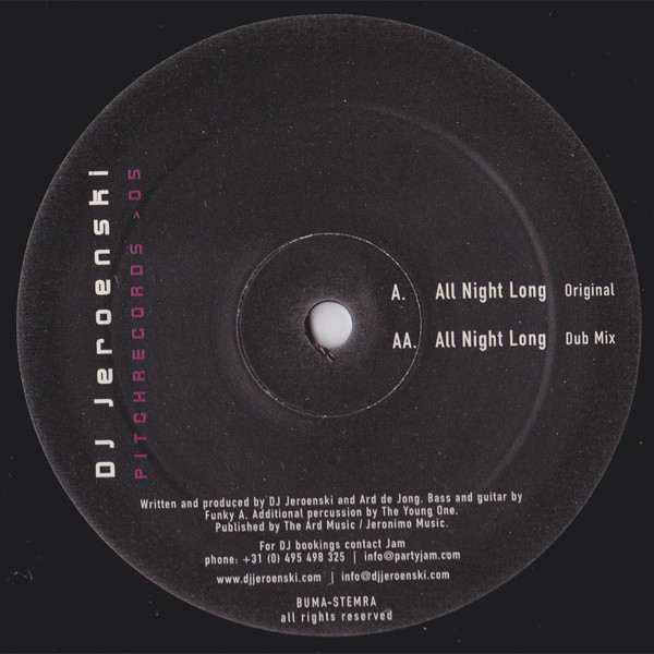 DJ Jeroenski - All Night Long | Pitch Records (PITCH 005) - 2