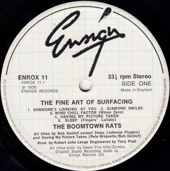 The Boomtown Rats - The Fine Art Of Surfacing | Ensign (ENROX 11) - 3