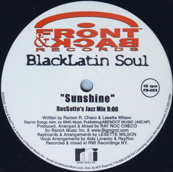Black Latin Soul - Sunshine | Front & Back Records (FB-003)