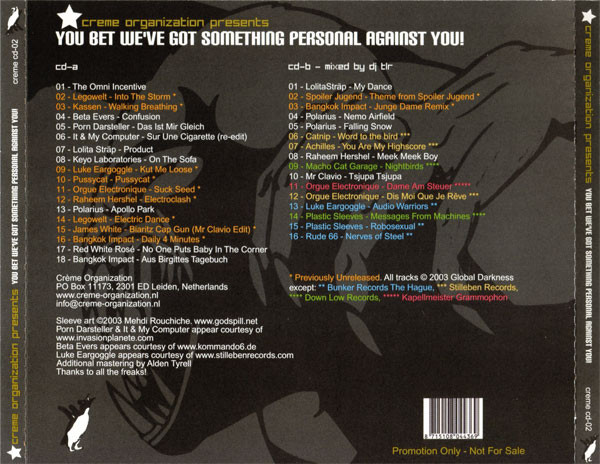 Various - You Bet We've Got Something Personal Against You! | Crème Organization (creme cd-02) - 3 Various - You Bet We've Got Something Personal Against You! | Crème Organization (creme cd-02) - 3