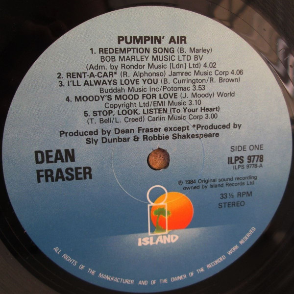 Dean Fraser - Pumpin' Air | Island Records (ILPS 9778) - 3 Dean Fraser - Pumpin' Air | Island Records (ILPS 9778) - 3