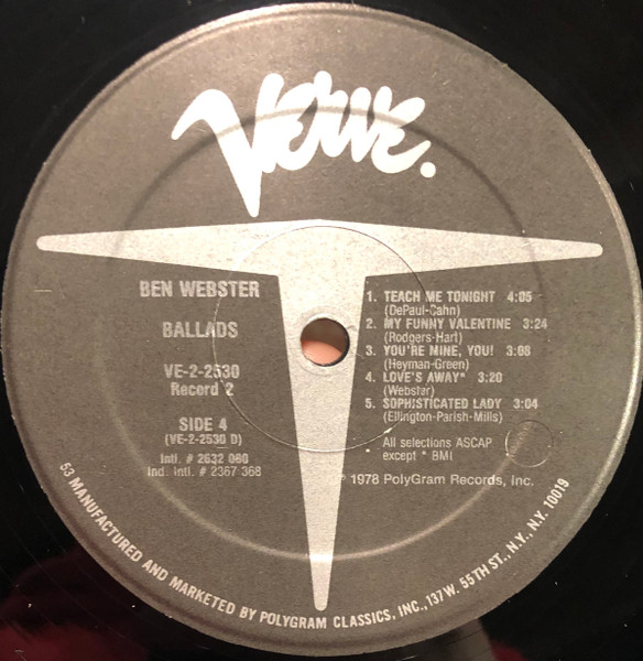 Ben Webster - Ballads | Verve Records (VE-2-2530) - 3