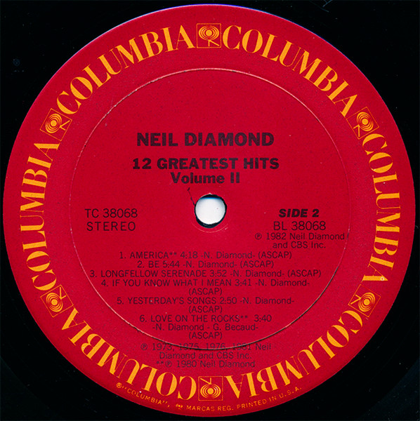 Neil Diamond - 12 Greatest Hits, Vol. II | Columbia (TC 38068) - 4