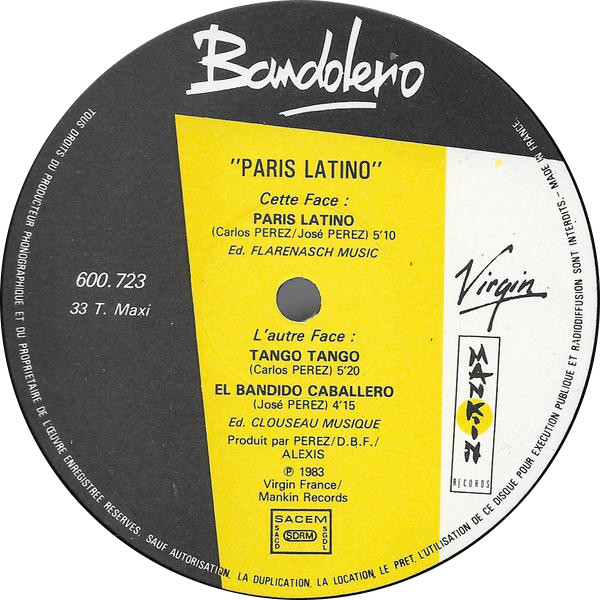 Bandolero - Paris Latino • Tango Tango • El Bandido Caballero | Mankin Records (600 723) - 3