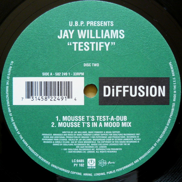 Urban Blues Project Presents Jay Williams - Testify | DiFFUSION (582 249 1) - 2