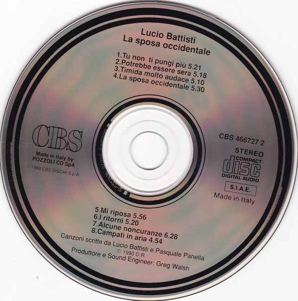 Lucio Battisti - La Sposa Occidentale | CBS (466727 2) - 3