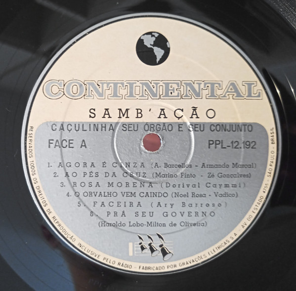 Caçulinha Seu Órgão E Seu Conjunto - Samb'ação | Continental (PPl-12.192) - 3 Caçulinha Seu Órgão E Seu Conjunto - Samb'ação | Continental (PPl-12.192) - 3