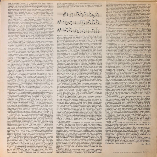 Dave Brubeck - Dave Brubeck's All-Time Greatest Hits | CBS (S2BP 220153) - 4