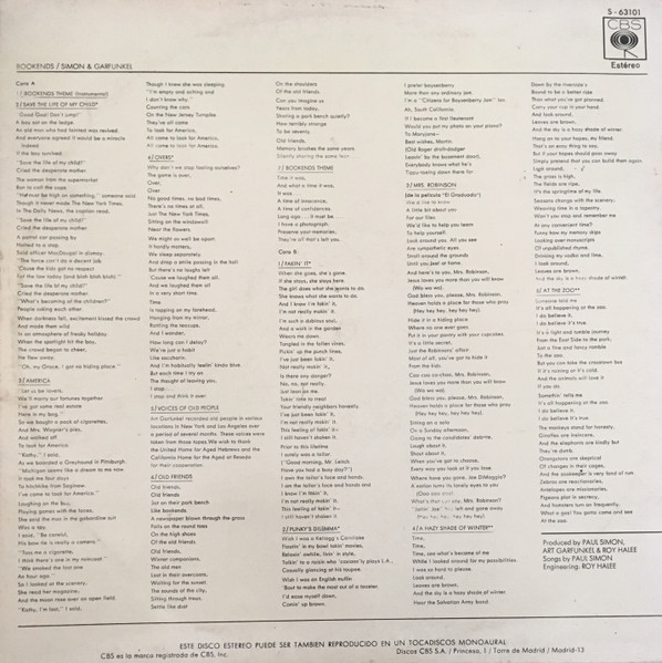 Simon & Garfunkel - Bookends | CBS (S-63101) - 2