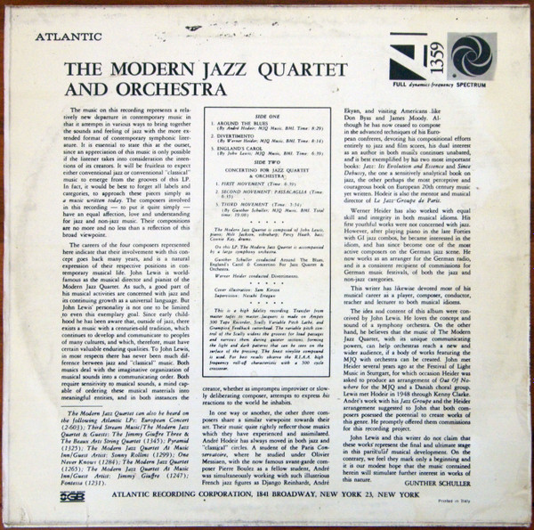 The Modern Jazz Quartet - The Modern Jazz Quartet & Orchestra | Atlantic (1359) - 2