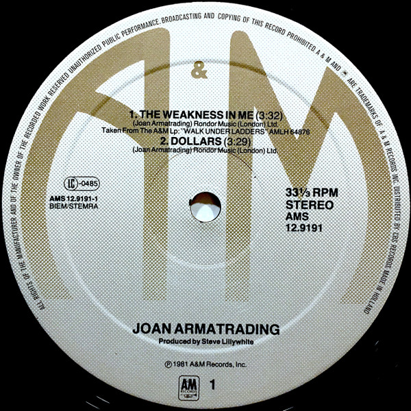 Joan Armatrading - The Weakness In Me | A&M Records (AMS 12.9191) - 3