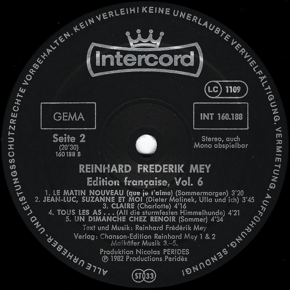 Frederik Mey - Edition Française Vol. 6 | Intercord (INT 160.188) - 4