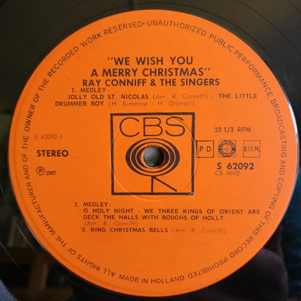 Ray Conniff And The Ray Conniff Singers - We Wish You A Merry Christmas | CBS (S 62092)