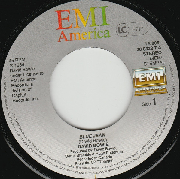 David Bowie - Blue Jean | EMI America (1A 006-20 0322 7) - 3