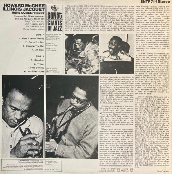 Howard McGhee And Illinois Jacquet - Here Comes Freddy | Sonet (SNTF 714) - 2