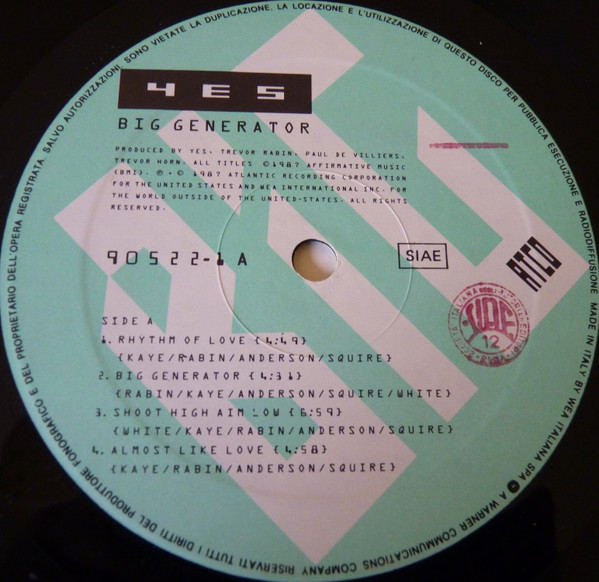Yes - Big Generator | ATCO Records (90522-1) - 3 Yes - Big Generator | ATCO Records (90522-1) - 3