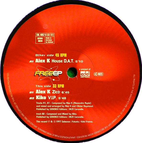 Alex K / Kiko - Free EP | Sekence (EDL 4857-6) - 4