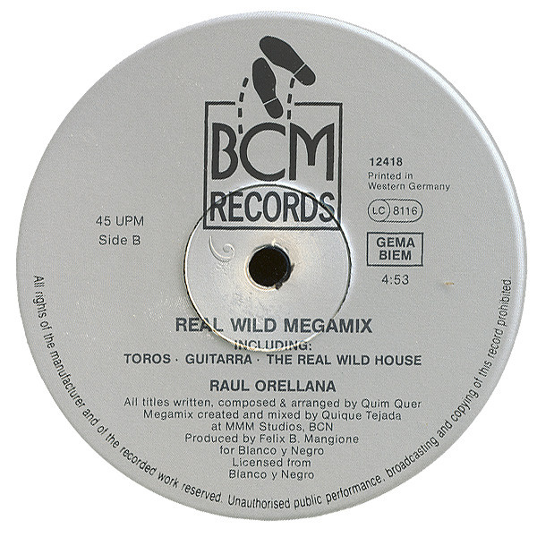 Raúl Orellana - Toros / Real Wild Megamix | BCM Records (12418) - 4