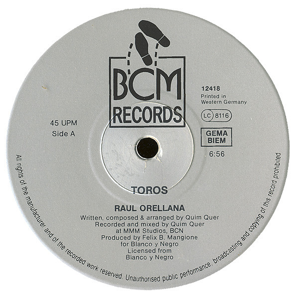 Raúl Orellana - Toros / Real Wild Megamix | BCM Records (12418) - 3