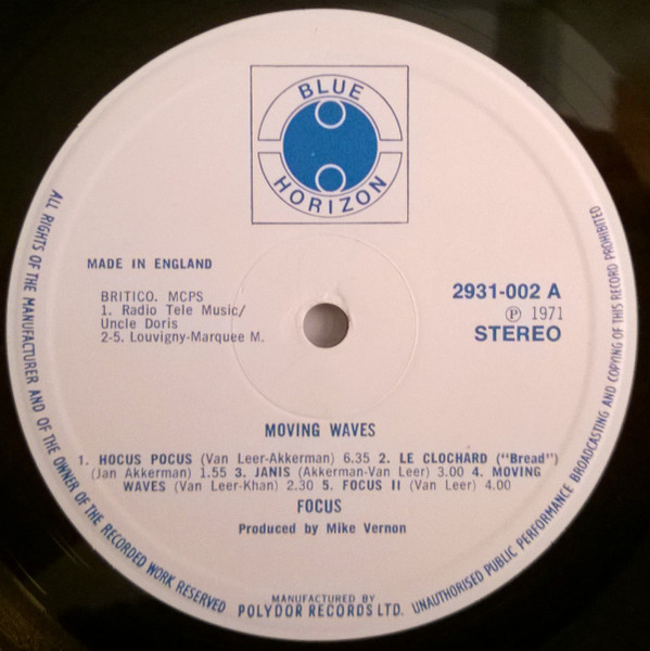 Focus - Moving Waves | Polydor (2931 002) - 3 Focus - Moving Waves | Polydor (2931 002) - 3