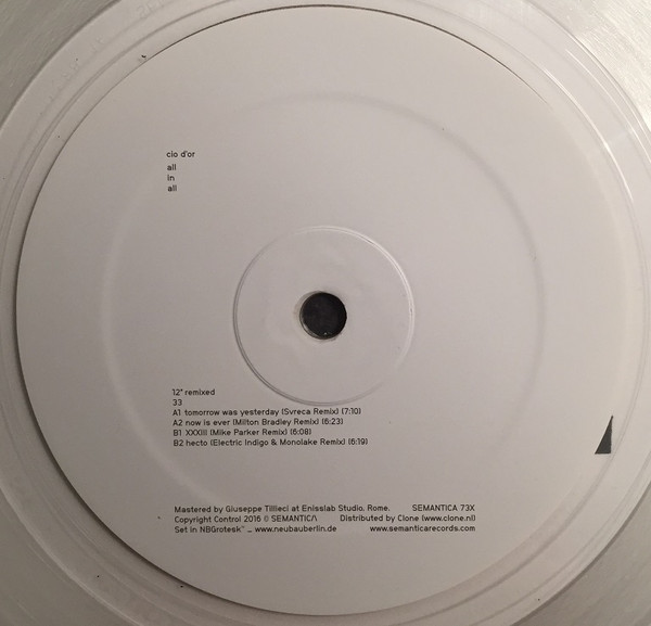 Cio D'or - All In All (12" Remixed) | Semantica Records (SEMANTICA 73X) - 3