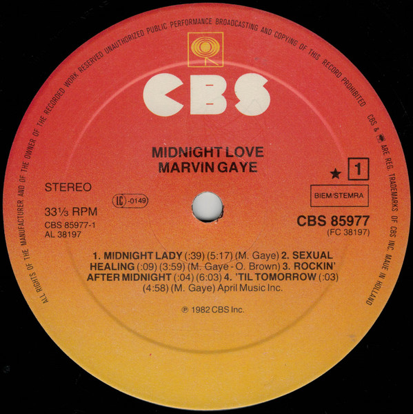 Marvin Gaye - Midnight Love | CBS (CBS 85977) - 3 Marvin Gaye - Midnight Love | CBS (CBS 85977) - 3