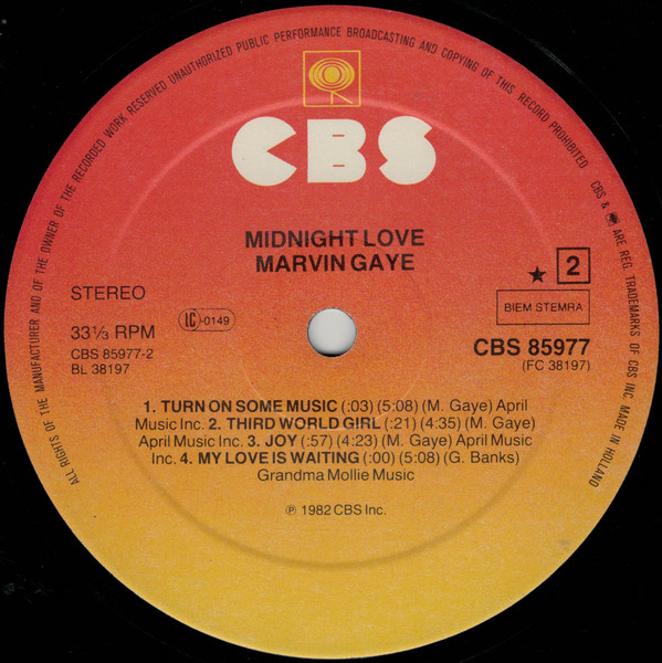 Marvin Gaye - Midnight Love | CBS (CBS 85977) - 4 Marvin Gaye - Midnight Love | CBS (CBS 85977) - 4