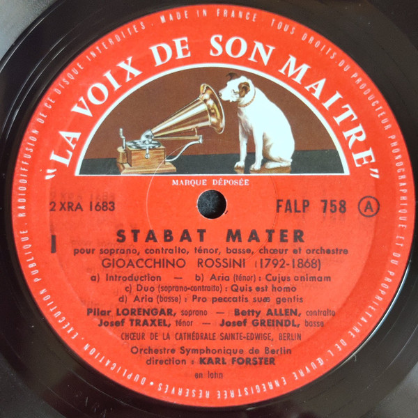 Gioacchino Rossini , Karl Forster , Chor Der St. Hedwigs-Kathedrale Berlin , Deutsches Symphonie-Orchester Berlin - Stabat Mater | La Voix De Son Maître (FALP 758) - 2